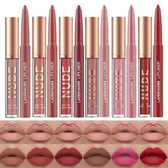 LANGMANNI Matte Lipstick with Lipliners Durable Makeup Set,Long Lasting Non Stick Cup Not Fade Waterproof Pigmented Velvet Lipgloss Kit Beauty Cosmetics Makeup Gift for Women