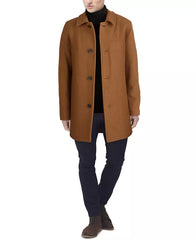 Men's Classic-Fit Car Coat with Faux-Leather Trim