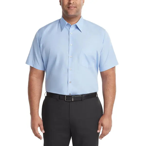 Van Heusen Men's Big & Tall Poplin Short Sleeve Dress Shirt
