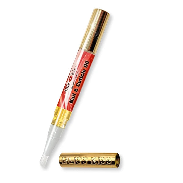 Bliss Kiss Simply Pure Nail & Cuticle Oil Pen – Vitamin E & Jojoba Nail Strengthener for Brittle, Peeling, Thin Nails | Hydrating Nail Growth Serum | Crisp Fragrance (1 Pen)