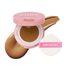 Ruby Kisses Cushion Foundation, Full Coverage Korean Makeup, Lightweight & Long Lasting, All Day Natural Glowy Finish for All Skin Types with Hyaluronic Acid & Bakuchiol