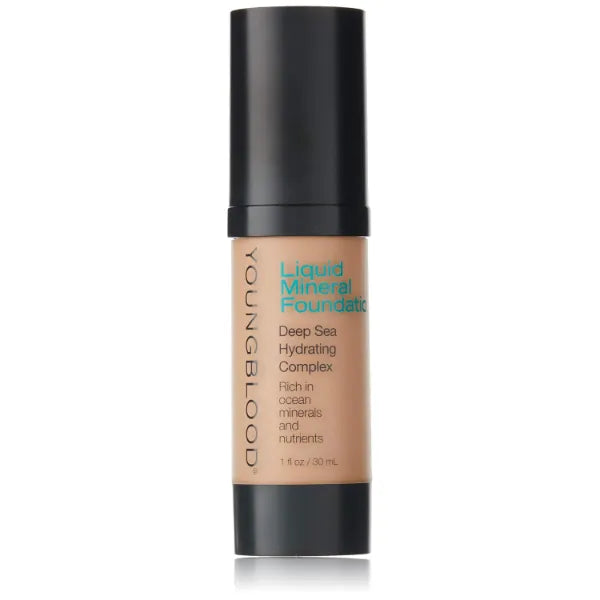 Youngblood Clean Luxury Cosmetics Liquid Mineral Foundation| Dewy Mineral Lightweight Full Coverage Makeup for Dry Skin Poreless Flawless Tinted Glow | Vegan, Cruelty Free, Gluten-Free - 1 Fl Oz (Pack of 1)