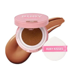 Ruby Kisses Cushion Foundation, Full Coverage Korean Makeup, Lightweight & Long Lasting, All Day Natural Glowy Finish for All Skin Types with Hyaluronic Acid & Bakuchiol