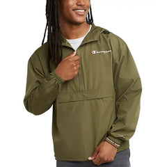 Men's Packable Half-Zip Hooded Water-Resistant Jacket