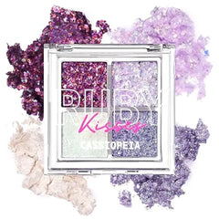 Ruby Kisses Glitter Gem Palette, 4 Shades Highly Pigmented Chunk Glitter, Buttery Texture, Long-Lasting Eye Makeup