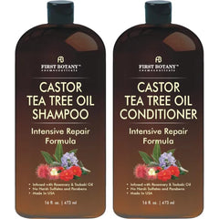 First Botany Castor Oil Shampoo and Conditioner - An Anti Hair Loss Set Thickening formula For Hair Regrowth, Anti Thinning Sulfate Free For Men & Women Anti Dandruff Treatment - 16 oz