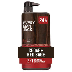 Every Man Jack 2-in-1 Daily Shampoo + Conditioner | Nourishing For All Hair Types, Naturally Derived, Cruelty-Free Shampoo and Conditioner Set for Men - 24oz