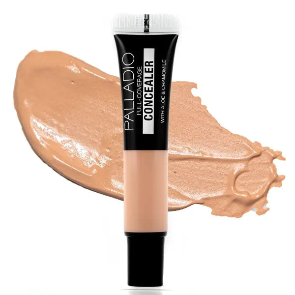 Palladio Full Coverage Concealer, Under Eyes Disguise, Creamy Face and Eye Concealer, Evens Skin Tone, Conceals Blemishes, Dark Circles and Fine Lines, Use with Concealer Brush