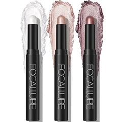 FOCALLURE 3 Pcs Cream Eyeshadow Sticks, Shimmer Eyeshadow Pencil Crayons, High Pigmented Crease-proof Eye Shadow Brightener Sets, Long Lasting Eye Shadow Highlighter