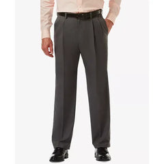 Haggar Men's Expandable Waist Pleated Stretch Dress Pants