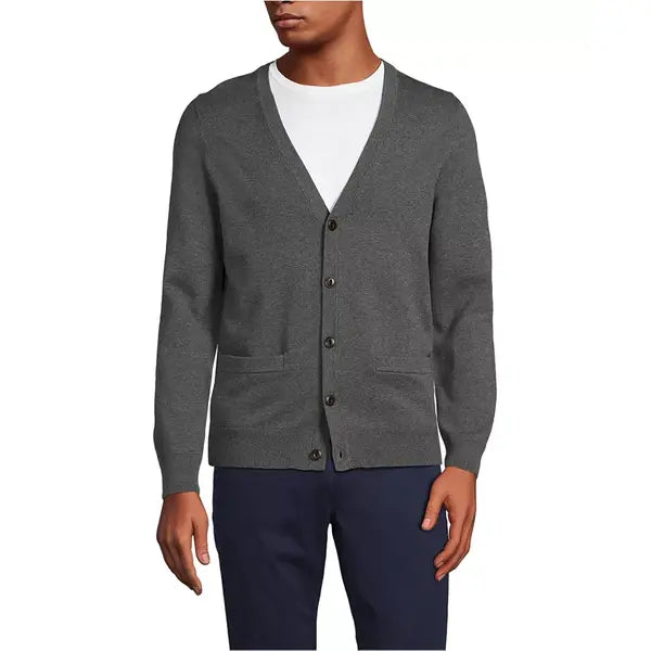 Lands' End Big & Tall Fine Gauge Cotton Cardigan