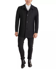 Men's Classic-Fit Car Coat with Faux-Leather Trim