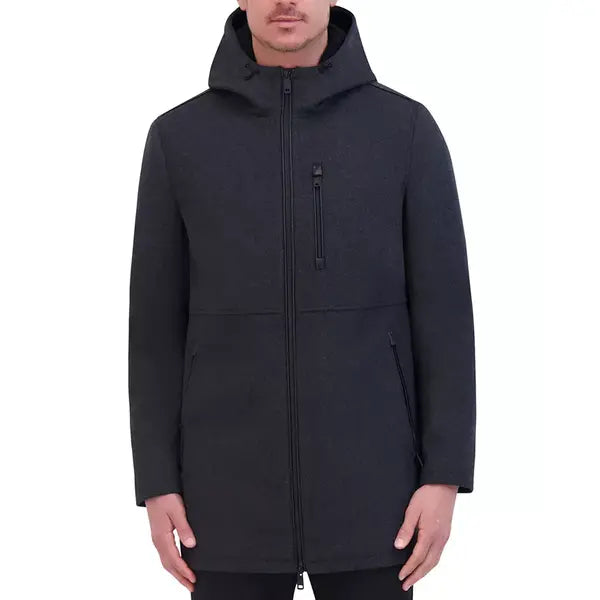 Men's Wool Melton Polyurethane Piping Detail Coat