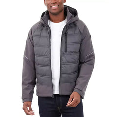 Men's Mixed-Media Full-Zip Hooded Jacket