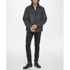 Men's Textured Wool Sherpa Inner Collar Jacket