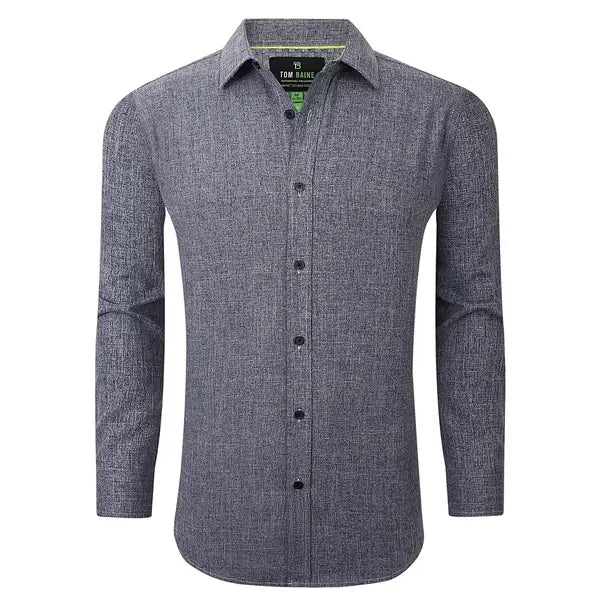 Tom Baine Men's Four-Way Stretch Solid Textured Dress Shirt