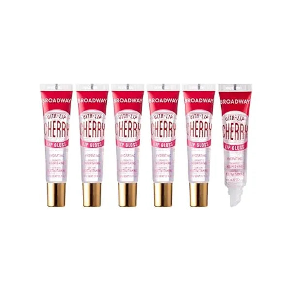 Ruby Kisses Broadway Vita-Lip Clear Lip Gloss 6pcs , Ultra-Hydrating & Soothing Formula with Vitamin Oils, High-Shine Non-Sticky Finish, Healing Glossy Lip Balm Locks in Moisture.