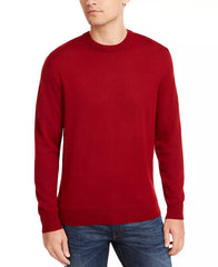 Men's Solid Crew Neck Merino Wool Blend Sweater