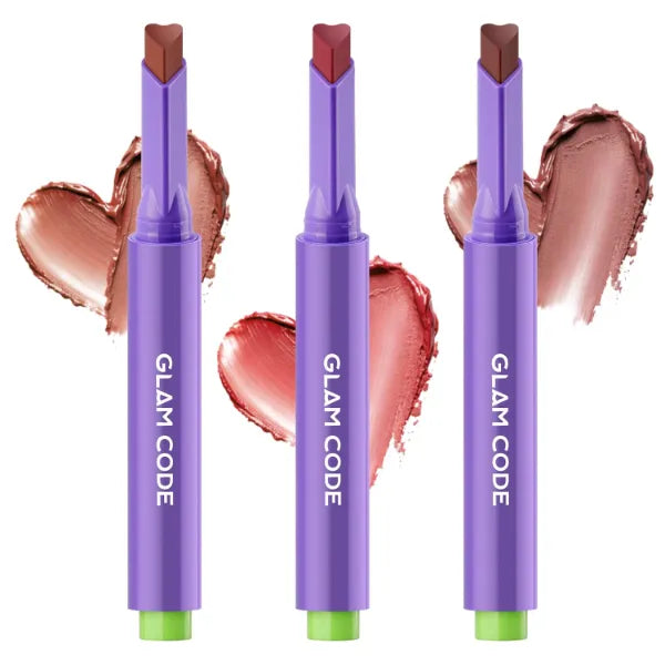 Glam Code Tinted Lip Balm Trio, Moisturizing Lipstick with Shea Butter, Hydrating Lip Makeup Set for Women & Girls, Vegan Formula, Cream Finish, Cruelty-free (3-Count)
