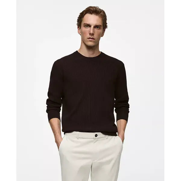 MANGO Men's Slim-Fit Ribbed Cotton Knit Sweater