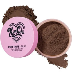 KimChiChic Beauty Puff Puff Pass Set and Bake Setting Powder for Makeup, Extra Fluffy Loose Face Powder Poof, Soft Natural Face Makeup for Uneven Skin Tone