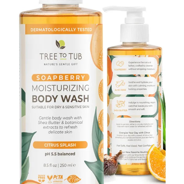 Tree to Tub Body Wash for Dry Skin & Sensitive Skin - pH Balanced Moisturizing Body Wash, Hydrating Sulfate Free Body Soap for Women & Men w/Organic Shea Butter, Natural Aloe