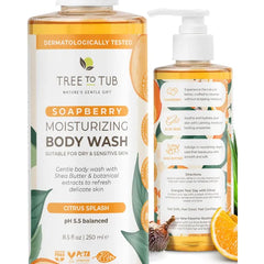 Tree to Tub Body Wash for Dry Skin & Sensitive Skin - pH Balanced Moisturizing Body Wash, Hydrating Sulfate Free Body Soap for Women & Men w/Organic Shea Butter, Natural Aloe