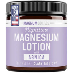 Magnum Solace Nighttime Magnesium Lotion with MSM & Arnica Highly Concentrated Magnesium for Muscles & Joints Apply to Legs or Feet Before Bed Skin Friendly