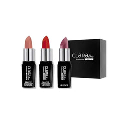Claraline Matte Lipstick Makeup Set for Women, 3 Pcs, Fashionable Colors, Paraben Free, Non-Sticky, Long Lasting Wear, Gift Set