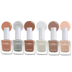 Claraline Nail Polish Set, 6 Trendy Colors, Non-toxic, Eco-Friendly, Quick Dry, All Seasons Skin Tones, Professional Manicure for Women and Girls