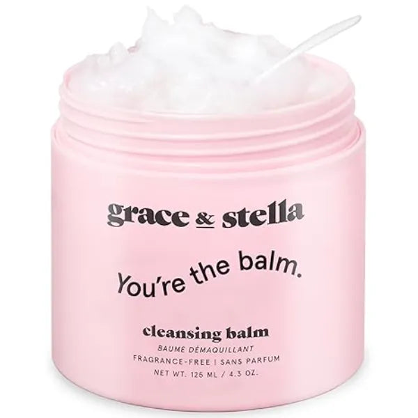 grace & stella Makeup Remover Cleansing Balm Hydrating Facial Cleanser with Vitamin E for Soft, Nourished Skin Melt Stubborn Waterproof Make Up, Mascara, Eye Liner Vegan Skincare