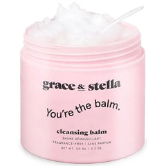 grace & stella Makeup Remover Cleansing Balm Hydrating Facial Cleanser with Vitamin E for Soft, Nourished Skin Melt Stubborn Waterproof Make Up, Mascara, Eye Liner Vegan Skincare