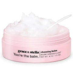 grace & stella Makeup Remover Cleansing Balm Hydrating Facial Cleanser with Vitamin E for Soft, Nourished Skin Melt Stubborn Waterproof Make Up, Mascara, Eye Liner Vegan Skincare