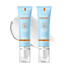 VGO Face Sunscreen SPF 50, Hydrating Sun Essence Leaves No Sticky Feeling Travel Size Sunscreen Against UVA and UVB Rays