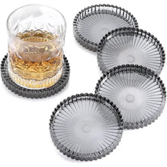 OGANAZI Modern Clear Coasters Set of 5 Glass Cute Coasters for Drinks