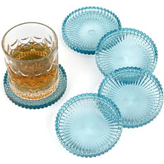 OGANAZI Modern Clear Coasters Set of 5 Glass Cute Coasters for Drinks