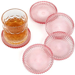 OGANAZI Modern Clear Coasters Set of 5 Glass Cute Coasters for Drinks