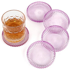 OGANAZI Modern Clear Coasters Set of 5 Glass Cute Coasters for Drinks