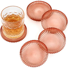 OGANAZI Modern Clear Coasters Set of 5 Glass Cute Coasters for Drinks