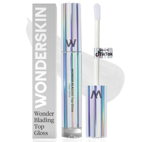 Wonderskin WONDER BLADING Top Gloss - Clear Glitter Lip Gloss, Hydrating and High Shine Finish Lip Makeup