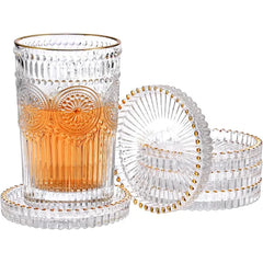 OGANAZI Modern Clear Coasters Set of 5 Glass Cute Coasters for Drinks