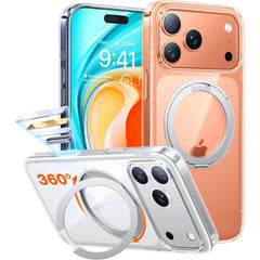 TORRAS Upgraded 360 Rotatable Magnetic Ring for iPhone 16 Pro Max & 17 Pro Max Case, Fit for MagSafe with Stand Ring Holder, Mil-Grade Shockproof Translucent for iPhone 16 Pro Max & 17 Pro Max Phone Case Ostand