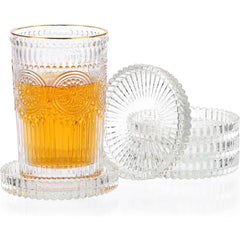 OGANAZI Modern Clear Coasters Set of 5 Glass Cute Coasters for Drinks