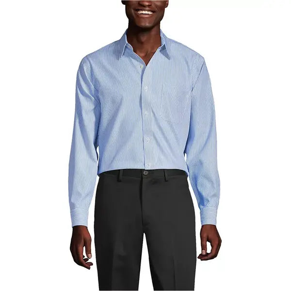 Lands' End Men's Supima Pinpoint Straight Collar Dress Shirt