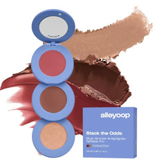 Alleyoop Stack The Odds - Stackable Makeup Palette - Cream Blush, Contour, Bronzer & Highlighter - Blendable Cream Make up Palette - Natural, Glowy Finish - Makeup Stacks for Travel, Sunkissed
