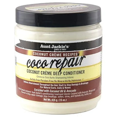 Aunt Jackie's Coconut Crème Recipes Coco Repair Deep Hair Conditioner, Delivers Nourishment, Stops Damage, Breakage for Natural Curls