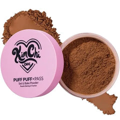KimChiChic Beauty Puff Puff Pass Set and Bake Setting Powder for Makeup, Extra Fluffy Loose Face Powder Poof, Soft Natural Face Makeup for Uneven Skin Tone