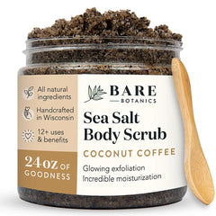 Bare Botanics All-Natural Body Scrub 24 oz – Sea Salt & Himalayan Salt Exfoliator with Skin-Loving Moisturizers