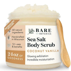 Bare Botanics All-Natural Body Scrub 24 oz – Sea Salt & Himalayan Salt Exfoliator with Skin-Loving Moisturizers