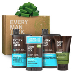 Every Man Jack Men's Bath and Body Gift Set - Clean Ingredients, Includes Hydrating Body Wash, 2-in-1 Shampoo, Aluminum-free Deodorant & Face Wash